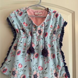 Floral Hooded Poncho with Tassels